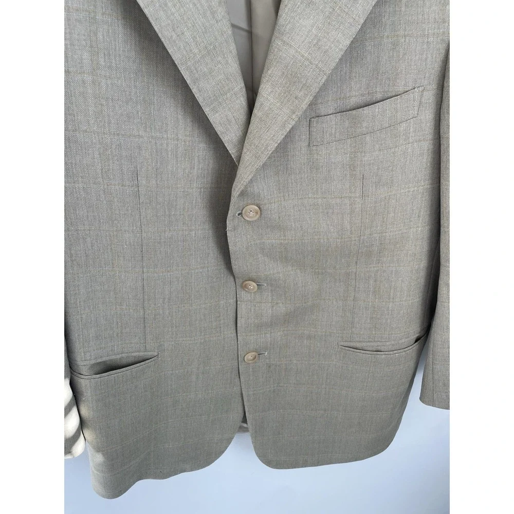 Vintage Ermenegildo‎ Zegna 3 Button Brown Jacket Size 44 100% Wool Made In Italy
